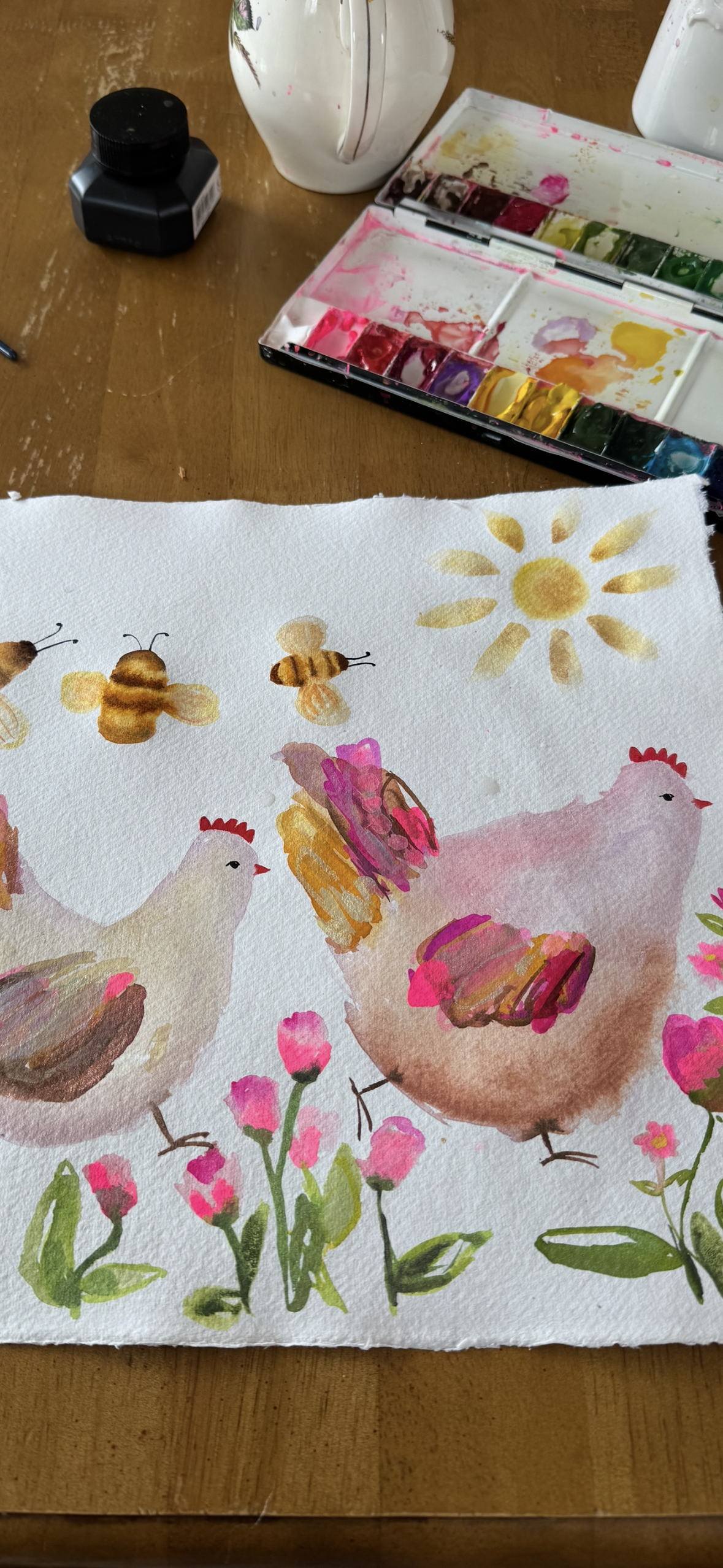 original watercolour chook commission