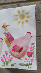 original watercolour chook commission